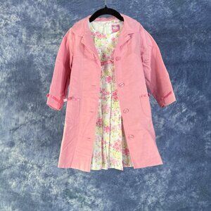 Emma’s Garden Floral Dress & Linen Coat Set | 4T | Pink & White